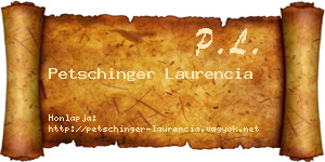 Petschinger Laurencia névjegykártya